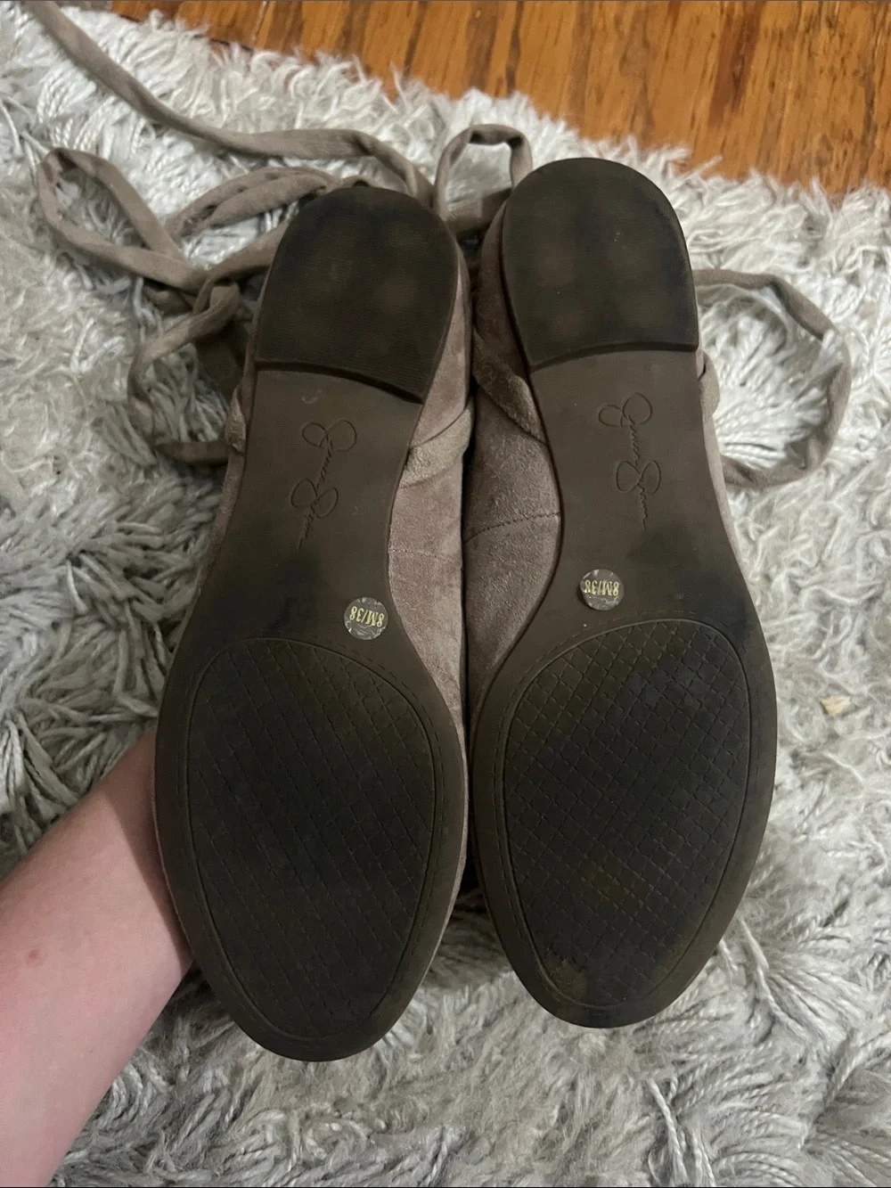 Jessica Simpson Bingley Taupe Lace-Up Suede Ballet Flats 8